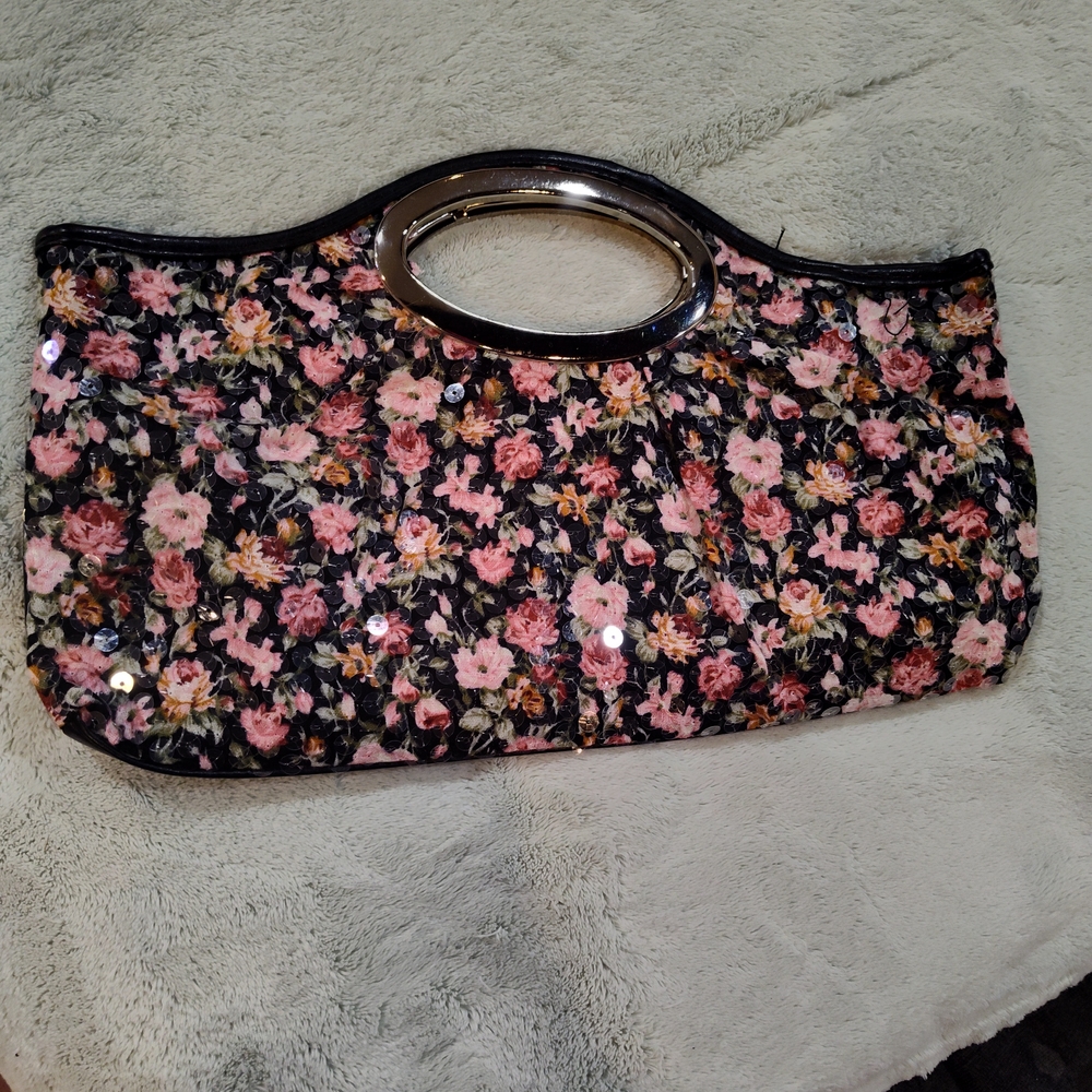 Floral Black and Pink Women's Bag